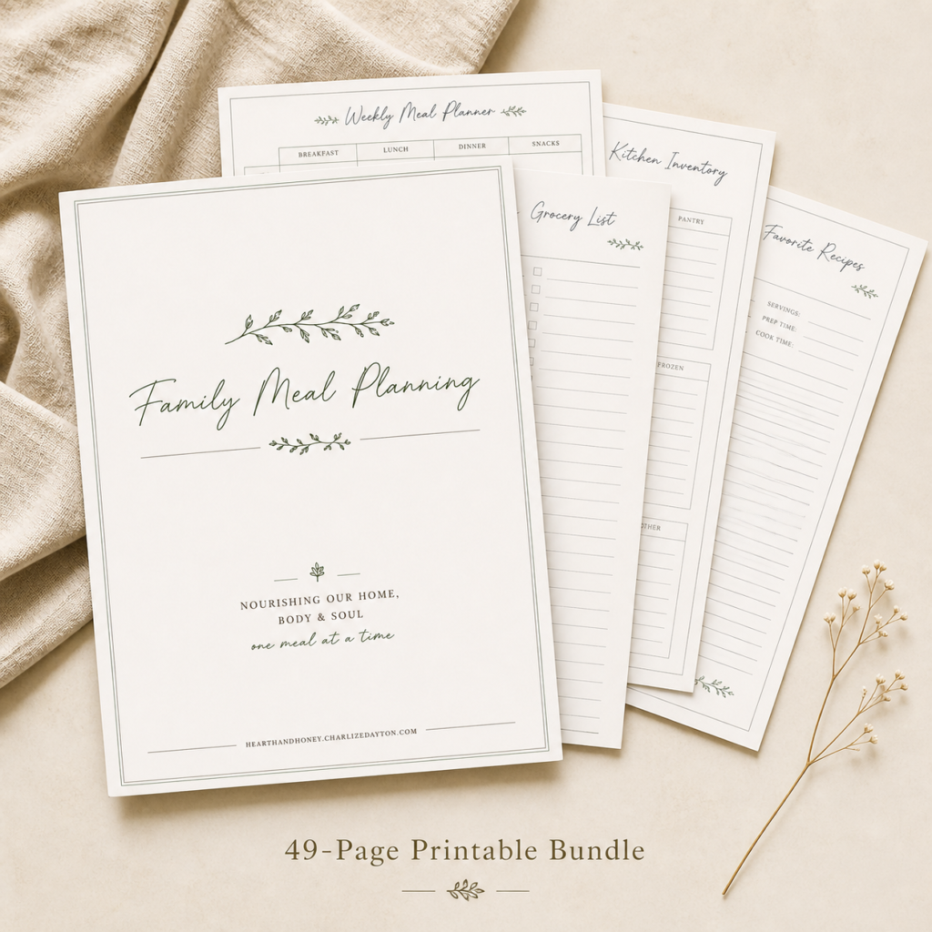 Family Meal Planning Bundle and printable recipe pages by Hearth & Honey