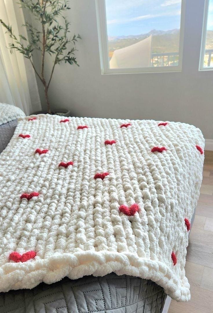 Hearts Blanket Pattern - Chunky Hand Knitting - Image 3