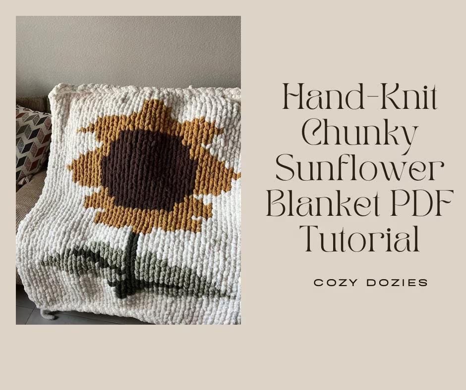 Sunflower Blanket Pattern - Chunky Hand Knitting - Image 3