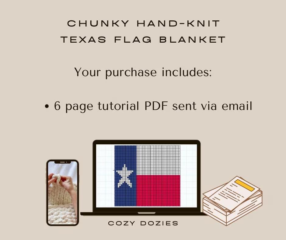 Texas Flag Blanket Pattern - Chunky Hand Knitting - Image 2