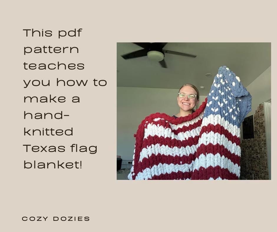 Texas Flag Blanket Pattern - Chunky Hand Knitting - Image 3
