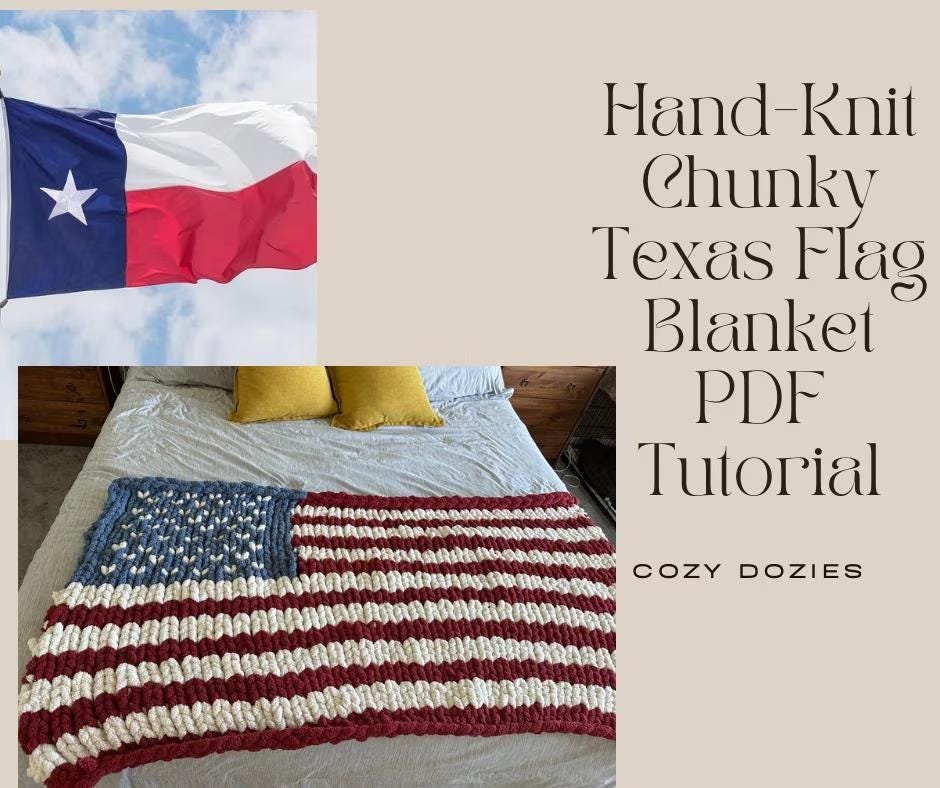 Texas Flag Blanket Pattern - Chunky Hand Knitting - Image 4