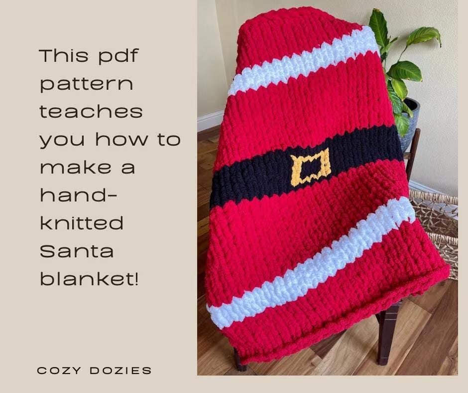 Santa Blanket Pattern - Chunky Hand Knitting - Image 3