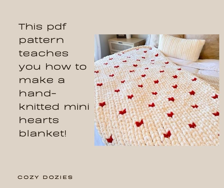 Hearts Blanket Pattern - Chunky Hand Knitting - Image 5