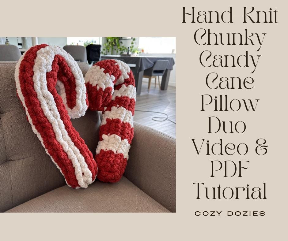 Candy Cane Pillow Pattern - Chunky Hand Knitting - Image 4