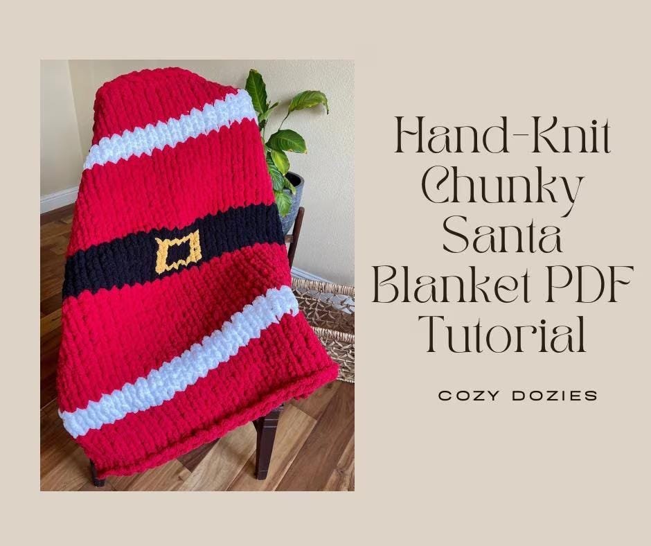Santa Blanket Pattern - Chunky Hand Knitting - Image 4